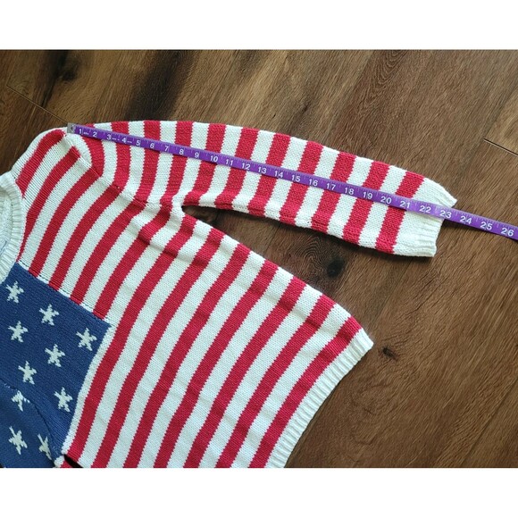 GRAYSON THREADS Sweater Flag Crew Neck Knit Small Lightweight Patriotic Pullover - Picture 4 of 11